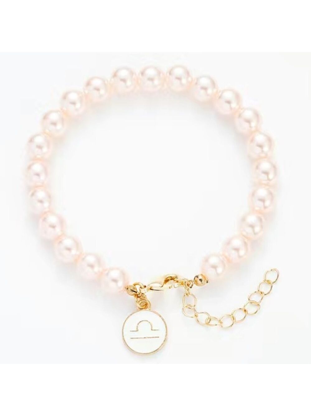Libra 14k gold horoscope beaded adjustable chain bracelet